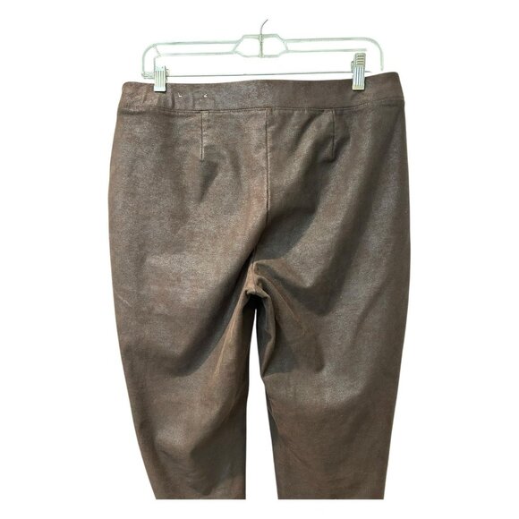 Faux Suede Chocolate Brown Chico’s Pull On Pants Size Medium - Picture 3 of 9